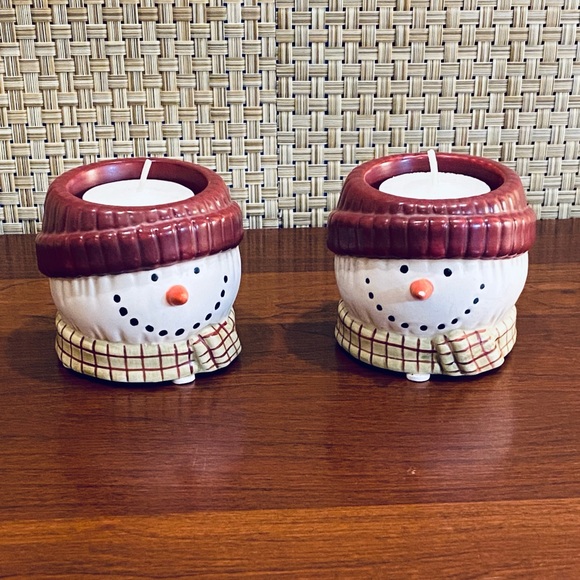Yankee Candle Other - 🎄🌟HP🌟NWOT Yankee Candle Ceramic Snowman Tea Light Candle Holders 2